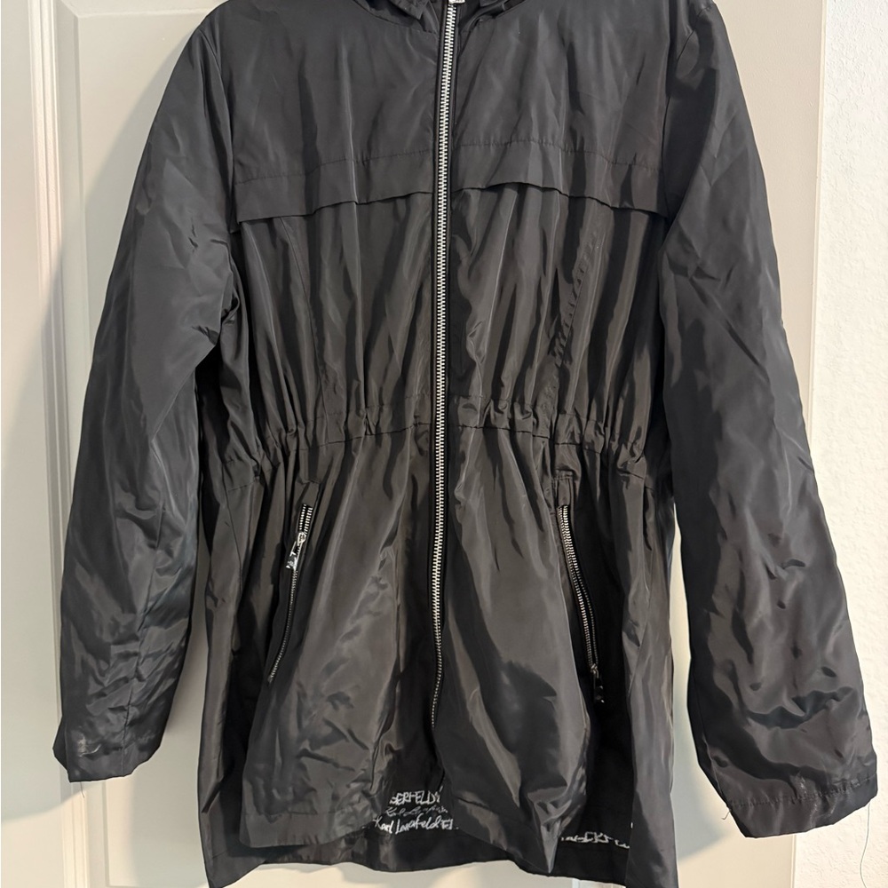 Karl Lagerfeld Black Zip-Up Jacket with Silver Hardware